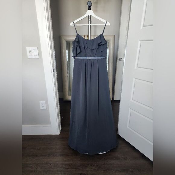 David's Bridal Gray Ruffle Maxi Dress - Picture 7 of 8